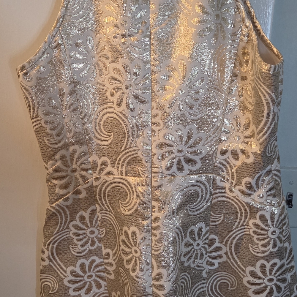 Lilly Pulitzer Elsie Gold Metallic Floral Jacquard Party Dress - Picture 5 of 5